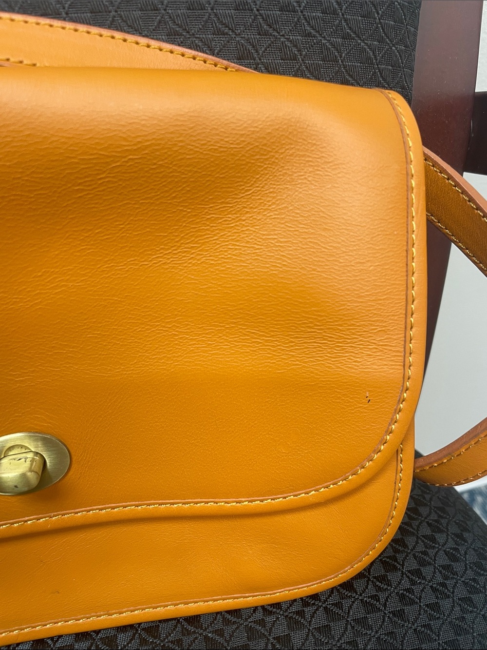 Coach Orange Pebbled Leather Turnlock Crossbody - Picture 4 of 8